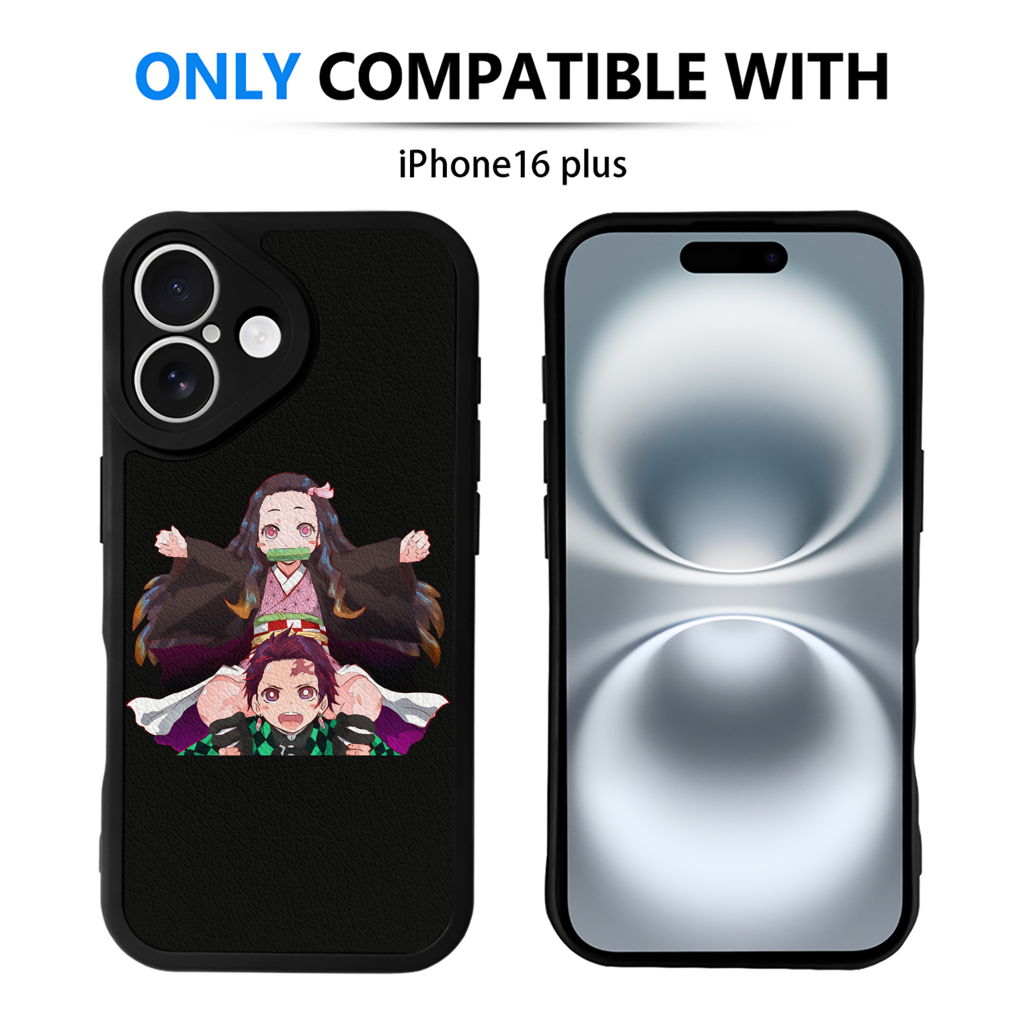 （画像用） 鬼滅の刃（きめつのやいば）竈門 禰󠄀豆子／かまど ねずこ Kamado Nezuko 【iPhone 16シリーズ対応】シリコンスマホケース（レザー調） 材質：シリコン